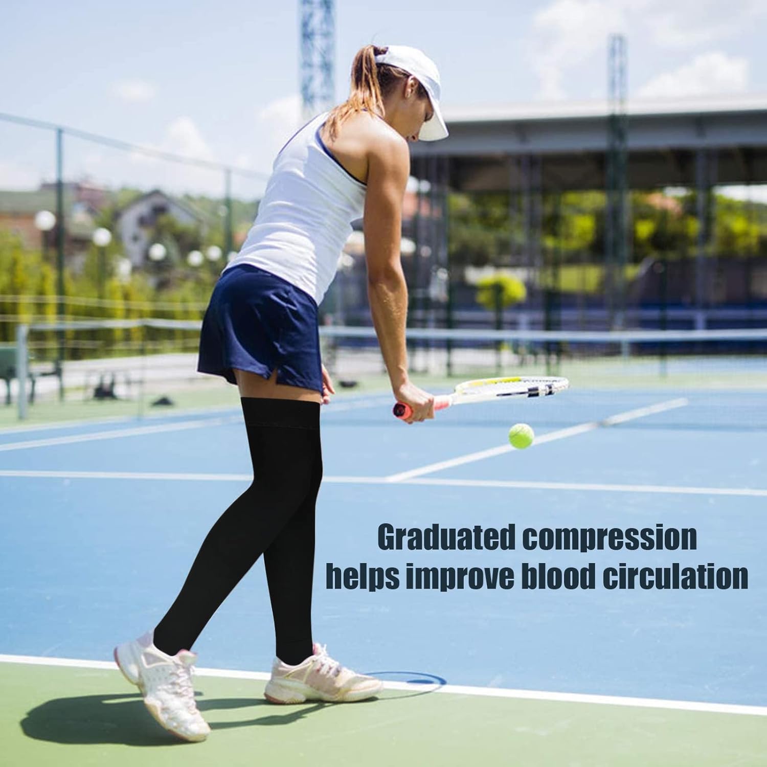 Thigh High 20-32 mmHg Compression Stocking Toeless Compression Socks for women & men circulation with Silicone Dot Band - Image 4