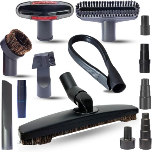 Universal Vacuum Attachments & Brushes Kit – Hardwood Floor Vacuum Brush Head Attachment & Shop-vacs Accessories – Universal Vacuum Hose Adapter Kit & Dryer vent Flexible Crevice Attachment