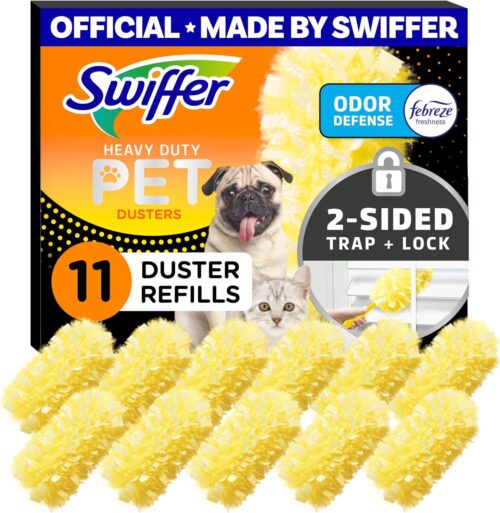 Swiffer Dusters Heavy Duty Pet Multi-Surface Duster Refills for Cleaning, With Febreze Odor Defense, 11 Count