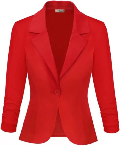Hybrid & Company Women’s Lightweight Casual Work Office Stretch Ponte Cardigan Blazer Jacket Made in USA