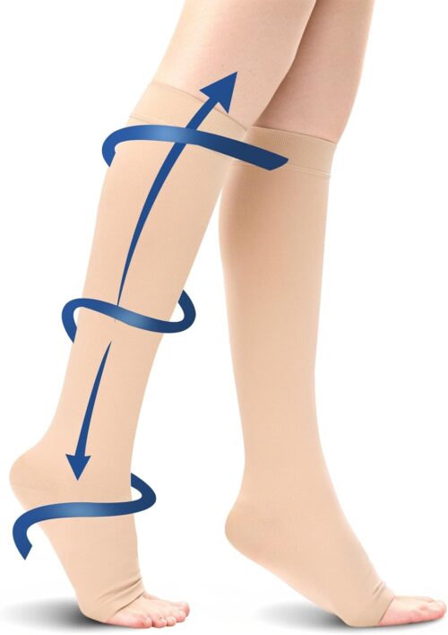 Compression Socks For Men & Women, 15-20 mmHg Compression Socks, Toeless Compression Stockings, Best Support For Athletic Running, Hiking, Pregnancy