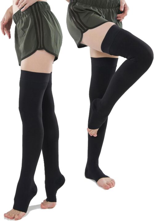 Anti Embolism Ted Hose Thigh High 20-30 mmHg Compression Stocking Toeless,Post Surgery Nurse Compression Socks Support for Women & Men