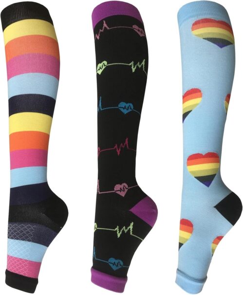 Open Toe Compression socks 3 Pairs Toeless Compression socks for Women Men