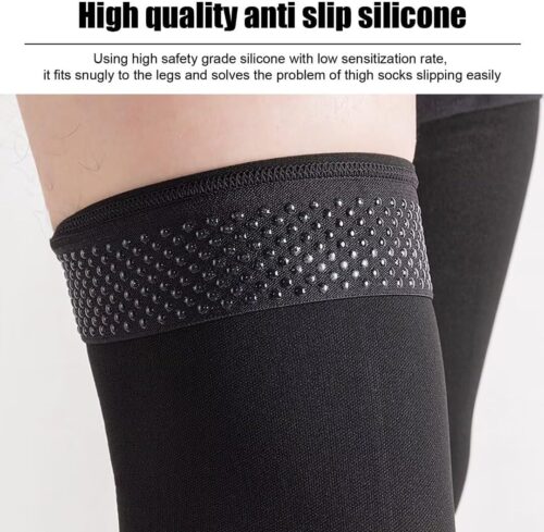 Yxmeiguo Thigh High Compression Stockings 20-30mmHg, Toeless Compression Socks for Women & Men, Varicose Veins Relieves Muscle Soreness, Silicone Dot Band, Open Toe, Pair